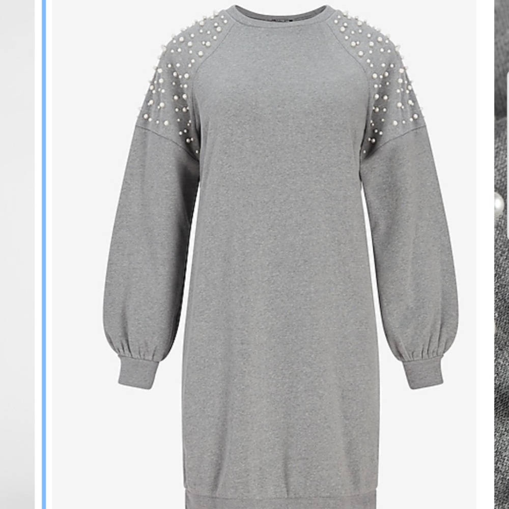 Pearl Embellished Sweatshirt Dress